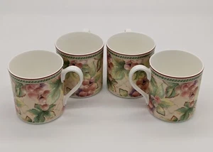Fitz & Floyd Sonoma Pattern Four Mugs Grape Design Purple Green Rust Yellow - Bild 1 von 8
