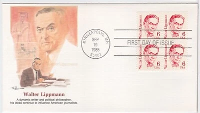 TurtlesTradingPost- Walter Lippmann Political Writer 1985 #1849 FDC Fleetwood - Image 1 of 2