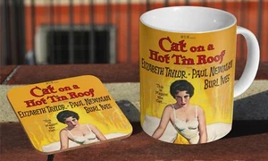 Katze auf heißem Blechdach 1958 - Keramik Kaffee-/Teetasse + passender Untersetzer - Bild 1 von 1