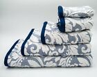 Lex's Linens Jacquard Floral Embossed Towels (Pack of 2 Flannels Blue)
