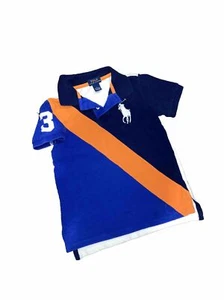 Ralph Lauren Polo Shirt Boys 6 Blue Orange Short Sleeve Big Pony Preppy Kids - Picture 1 of 3