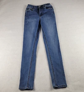 Pantalones de mezclilla Refuge Cali para niñas junior 1 azul tiro ultra alto ajustados elásticos - Imagen 1 de 10
