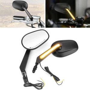 Espejos retrovisores LED negros señales de giro para Harley Sportster 883 1200 Dyna VROD - Imagen 1 de 7