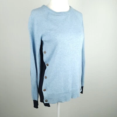 Suéter J Crew Para Mujer XS Azul Lana Angora Conejo Mezcla Botón Acento Codo Parche Foto 1 de 4