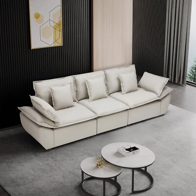 Sofá moderno de 3 plazas de cuero sintético sofá modular sala de estar espacio pequeño Foto 1 de 4