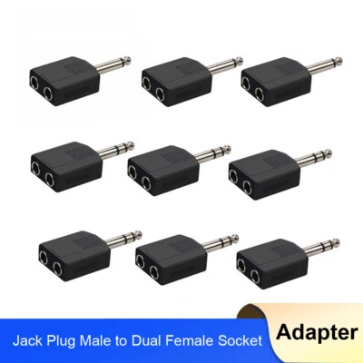 6.35mm Stereo Jack Plug Male to Dual Female Socket Adapter Mono/Dual Channel - Image 1 of 4