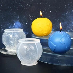 3D Earth Moon Silicone Candle Mold DIY Aromatherapy Plaster Soap Resin Mould - Picture 1 of 18