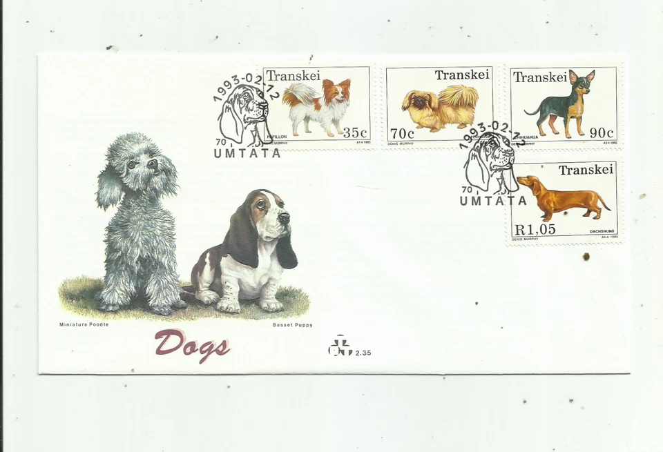 Transkei .  12/  2 / 1993 .   Dogs . First Day Cover. - Image 1 of 1