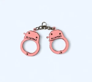 Mini Handcuff Keychain Finger Thumb Hand Cuffs Key Ring Pink Alkatraz - Picture 1 of 2