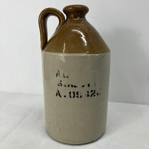 Old Stoneware Rum Jug Nice Form and Condition 1920s? 30s? 10.5” Tall 5.25” Wide - Picture 1 of 12