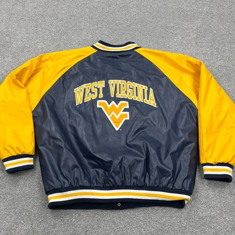 Vintage West Virginia Mountaineers Jacket Men XL Leather Letterman Varsity WVU Cover