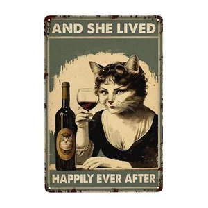 Vintage Cat Tin Sign - Funny Bar Wall Decor for Women - Retro 8x12 Inch Metal... - Picture 1 of 9