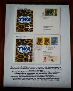 SEHR SELTEN 1967 ""NUR 12 BEKANNT"" TWA ""LEOPARDENHAUT"" SIEGEL 02, 1. FLUGABDECKUNGEN - Bild 1 von 2