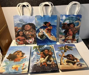 24 Pcs Moana Craft Paper Goodie Bags Girls Gifts Party Treat With Handle New A5 - Picture 1 of 3