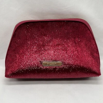 Bolsa de viagem Bvlgari cosmética enfeitada com zíper estojo de maquiagem tecido brilhante vermelha/dourada - Imagem 1 de 4