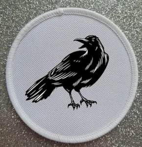 3" schwarze Krähe Vogel Bügelbild/Aufnähen Sublimation Patch Abzeichen Tod - Bild 1 von 1