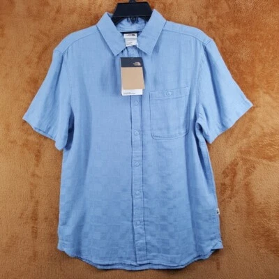 THE NORTH FACE Shirt Mens Medium Blue Button Up Cotton Hemp LOGHILL JACQUARD - Image 1 of 4