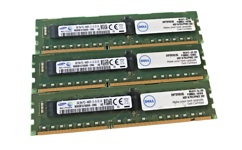Lote de 3 Samsung M393B1G70QH0 CMA PC3-14900R DDR3 8GB ECC Servidor Memoria RAM Foto 1 de 1