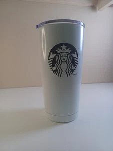 Starbucks White Icon Siren Mermaid Logo Travel Tumbler Mug 20 oz - Foto 1 di 8