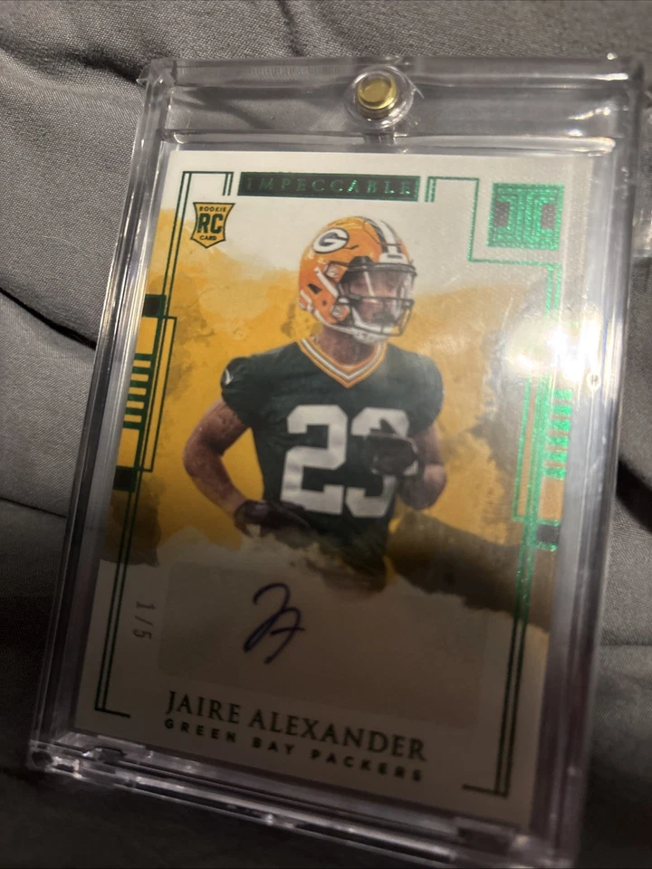 2018 Panini Impeccable - Rookie Autographs Jaire Alexander #155 Emerald /5 (RC) - Image 1 of 2