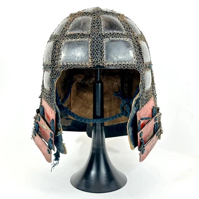 Capacete japonês Edo período samurai tatame (dobrável) Kabuto chainmail ferro/laca - Imagem 1 de 4