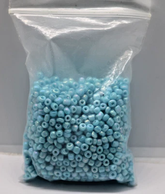 Tiny iridescent baby blue seed beads 4-4.5mm large quantity lot loose - Image 1 of 4