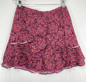 Sezane Carolina In Bordeaux Skirt Sz 40 Floral Wrap Skirt Mini Ruffled Red Pink - Picture 1 of 19