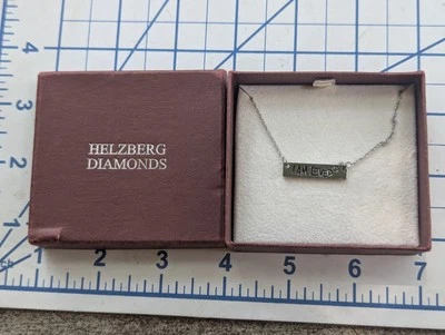 HELZBERG  Sterling Silver Diamond I AM LOVED Bar Pendant Chain Necklace 18" NOS  - Image 1 of 4