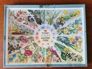 Very Pretty Boxed Victory Flower Calendar Botanical Wooden Jigsaw Puzzle Vintage - Picture 1 of 13