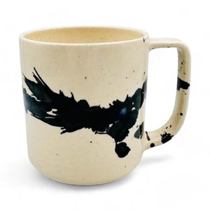 JAW Creative Splatter Ink Blot Coffee Mug in Beige and Black Ink Work - Picture 1 of 8
