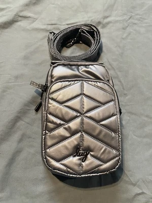 Новая стеганая сумка-трансформер через плечо Lug Skeeter Mini металлик серый цвет без ценников - Изображение 1 из 4