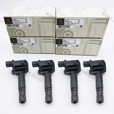 4PCS Ignition Coil Kit For A0001502580 Mercedes-Benz E200 C200 C250 SLK250 M271 - Imagem 1 de 4