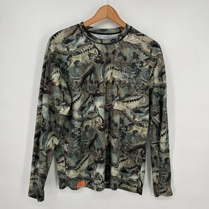 Camisa Guy Harvey Para Hombre Mediana Verde Pez Camuflada Manga Larga Rendimiento - Imagen 1 de 7