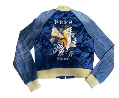 Chaqueta de bombardero acolchada de mezclilla XS de recuerdo de Japón de Nueva York de PRPS Goods & Co. Foto 1 de 4