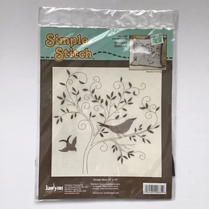 Birds In Tree Simple Stitch EMBROIDERY Stamped Stitch Kit 11" x 14" Janlynn NEW - Picture 1 of 8
