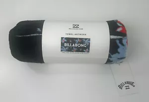 Billabong Palmer Beach Towel 63" x 31.5" Black Blue Red Hibiscus Flower - Picture 1 of 4