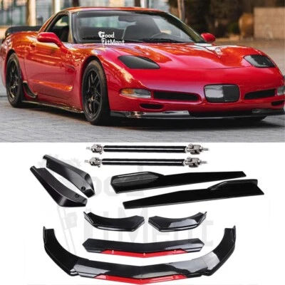 For Chevrolet Corvette C5 97-04 Front Bumper Lip+Side Skirt+Rear Lip+Strut Rods - Image 1 of 4