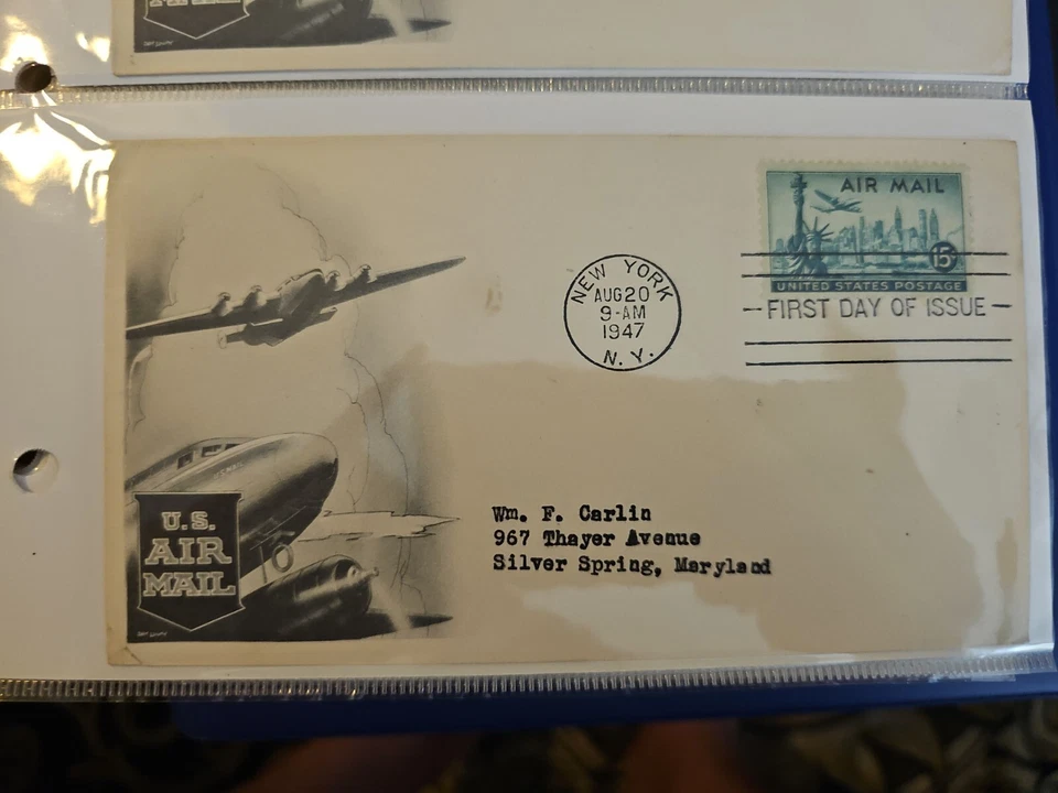 1947 TransAtlantic Air Mail, Scott C35, 15c Stamp FDOI - Image 1 of 1