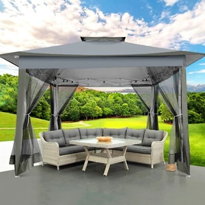 12'x12' Pop-Up Instant Gazebo Tent with Mosquito Netting Outdoor Canopy Shelter - Picture 1 of 49