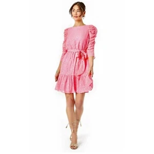 NWOT Lilly Pulitzer Channa Silk Long Sleeve Dress in Coral Sands Size 10 - Picture 1 of 13