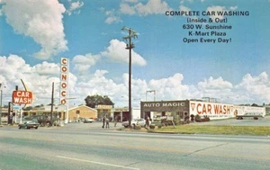Springfield MO Auto-Magic Autowaschanlage Conoco Tankstelle alte Autos Postkarte - Bild 1 von 2