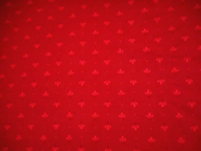 Floral Fabric 1 1/8 Yard Sm Lt Red Flowers on Red Quilting Cotton Tone-On-Tone C - Image 1 of 2