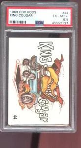 1969 Donruss Odd Rods #44 King Cougar PSA 6.5 Graded Sticker Card Odd Rod - Picture 1 of 2