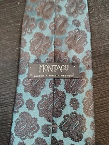 Montagu, Classic, Blue/Teal, Paisley, Classic, Men's Tie, Made In USA, 55" - Picture 1 of 6