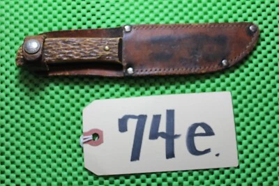 MUITO BOM 1932-1945 FACA EXTERNA DE MÁRMORE ALÇAS DE OSSO IRREGULARES COM BAINHA Ref. 74e - Imagem 1 de 4