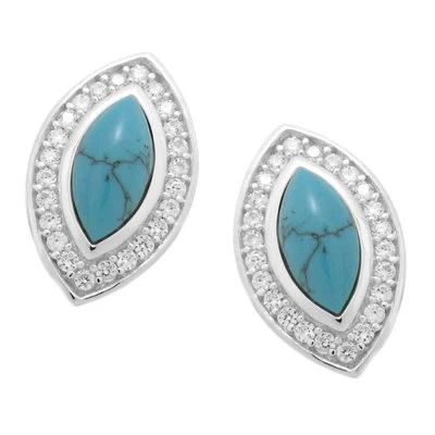 Ohrringe Ohrstecker Ohrschmuck mit Türkis und Zirkonia in 925 Silber Neu  - Bild 1 von 4