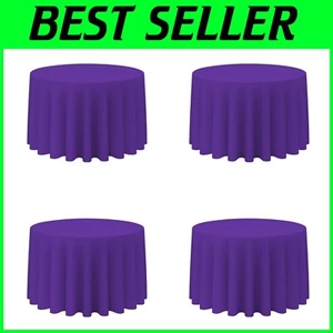 Elegant Purple Round Tablecloths - 4 Pack of 108 Inch Machine Washable Covers - Picture 1 of 9