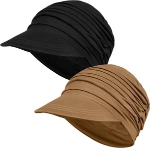 Soft Bamboo Baseball Cap for Women, Chemo Hats Hair One Size, Black+khaki - Picture 1 of 7