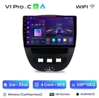 Autoradio Para Peugeot 107-Toyota Aygo-Citroën C1 2005-2014 2G+32GB CarPlay - Imagen 1 de 4