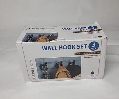 Juego de 3 ganchos de pared LDR Piper Decor herrajes de montaje incluidos electro-negro  Foto 1 de 4
